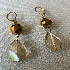 Crystal Teardrop gold tone earrings 2” dress up any outfit